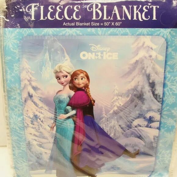 Disney On Ice frozen Elsa & Anna Large Fleece Blanket 50" x 60"